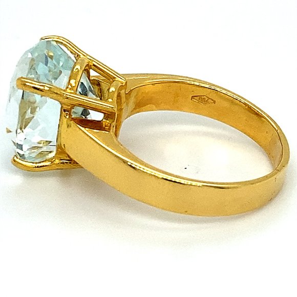 Aquamarine 8.50ct Solid 18K Yellow Gold Ring - Picture 8 of 9